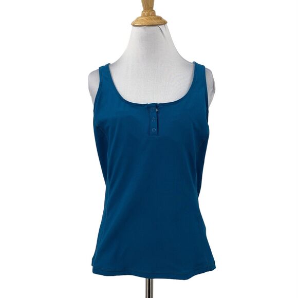 Nike Tank Top Womens Large Celestial Fit Dry Henley Racerback Training Shelf Bra - Picture 1 of 13
